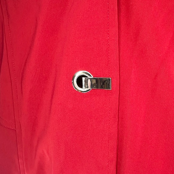 LONDON FOG Women's Hooded Water Resistant Trench Coat • XL • red, silver toggles - Picture 4 of 11
